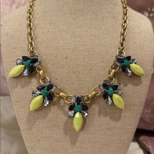 J. Crew Factory Yellow and Blue Statement Necklace